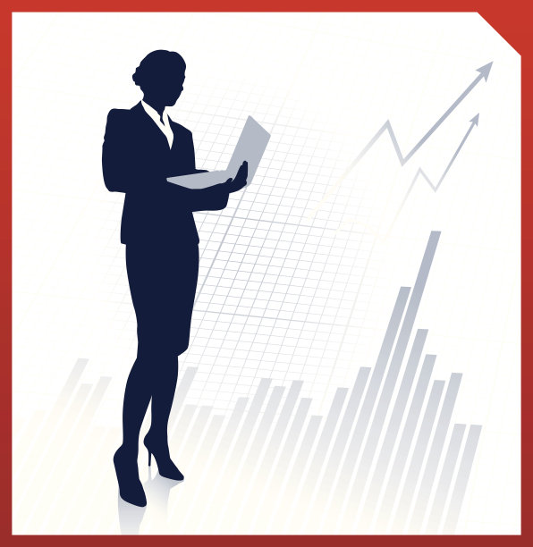 有财务图表背景的女商人图片下载