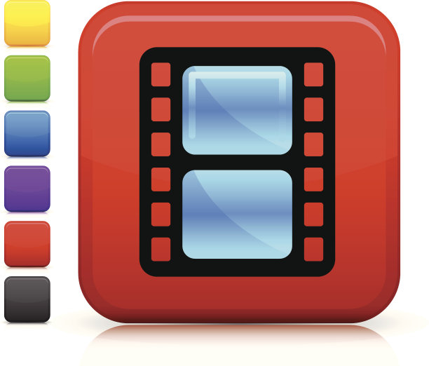 正方形按钮上的电影图标图片下载