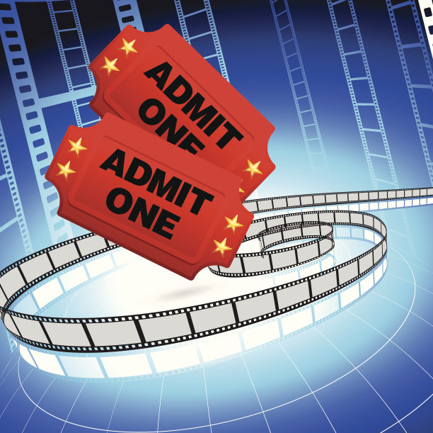 蓝色背景的电影院门票图片下载