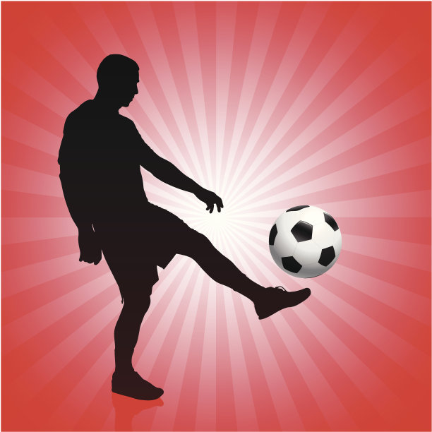 足球运动员在抽象的红色背景图片下载