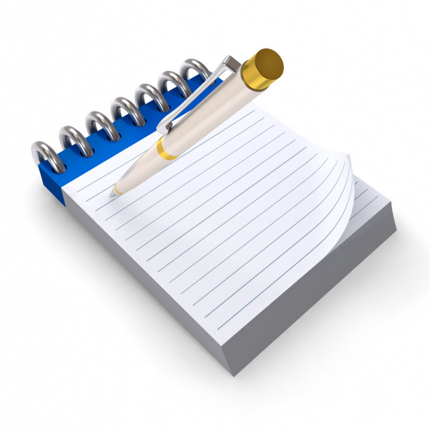 空白的记事本和笔。图片下载