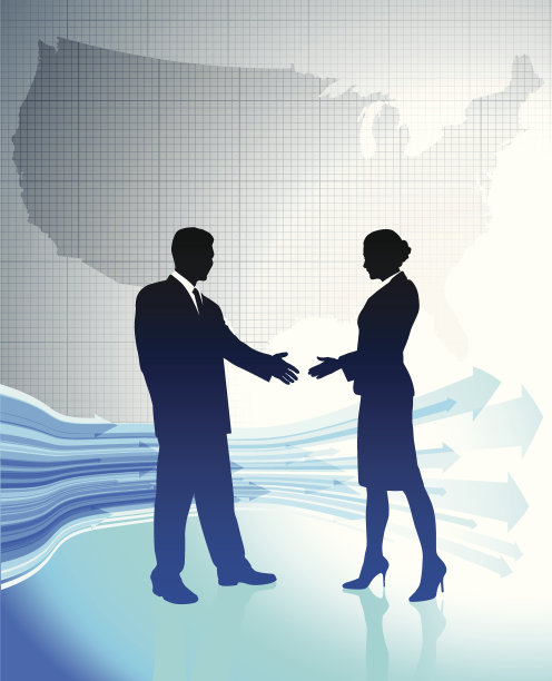 商务问候与美国地图素材图片