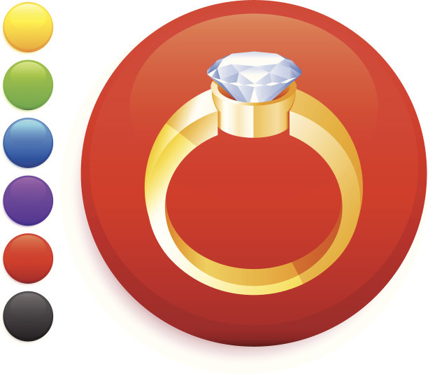 钻石订婚戒指图标上的圆形按钮图片下载