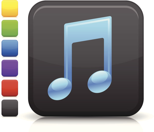 音乐笔记图标上的方形按钮图片下载