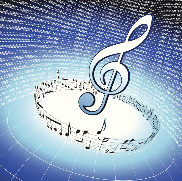 音乐音符二进制代码的业务背景图片下载