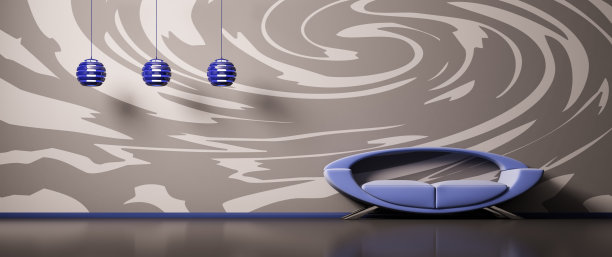 室内蓝色沙发3d图片下载