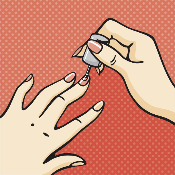 女人涂指甲的图画图片下载