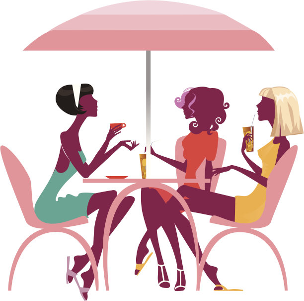 在咖啡馆里闲聊的女孩?图片下载