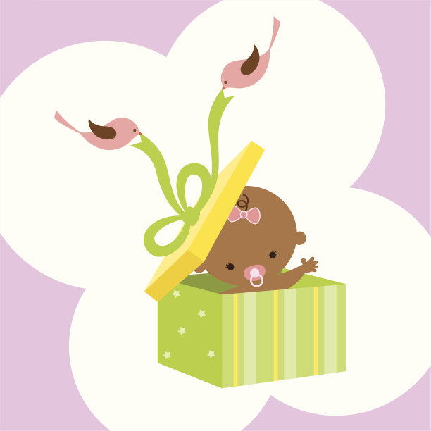 精美的婴儿在礼品盒素材图片