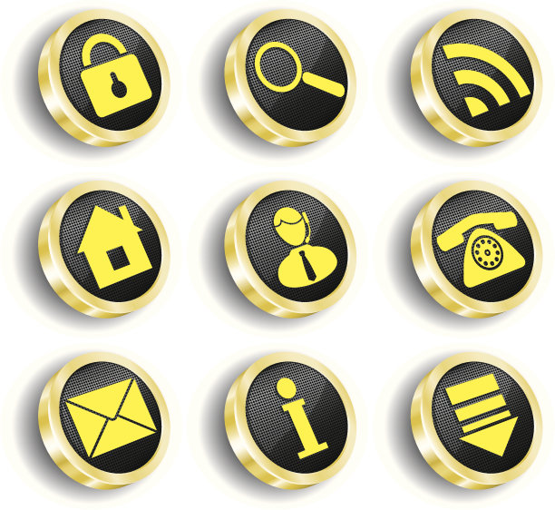 圆形的金色网页图标集图片下载