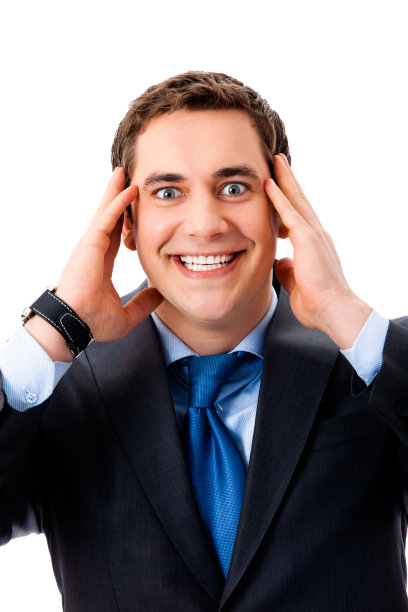 非常惊讶的商人肖像，孤立在白色图片下载