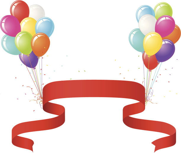 派对气球和红丝带横幅图片下载