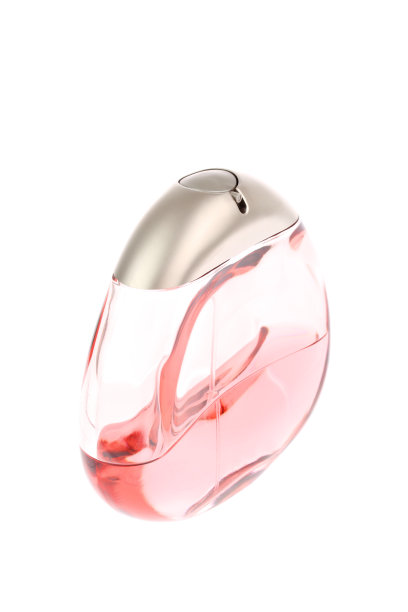 卵形粉色女性香水壶，白色图片下载