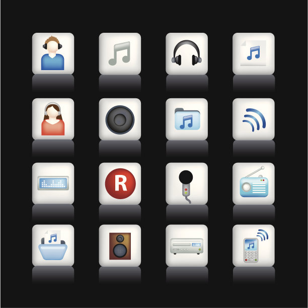 详细的音乐图标黑色图片下载