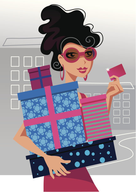 时尚购物的女孩图片下载