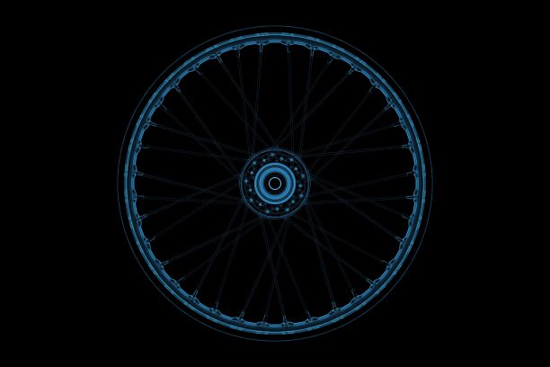 车轮3D x射线蓝色透明图片下载