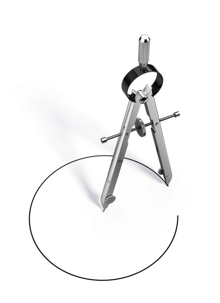 在白色表面上画圆的圆规图片下载