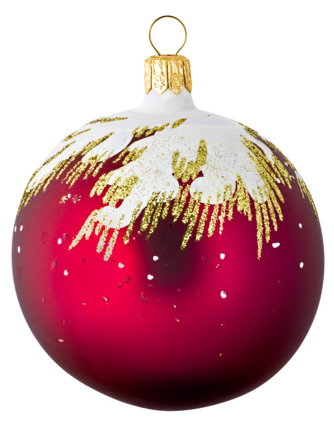 红色圣诞球与剪辑路径在白色的背景图片下载