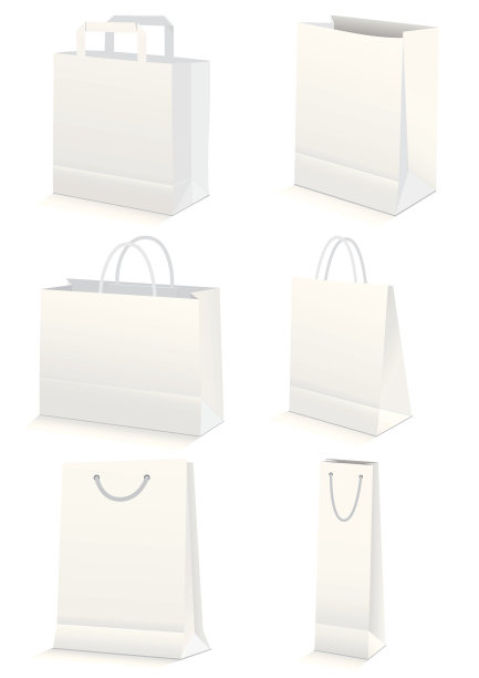 矢量插图一套纸购物或杂货袋。图片下载