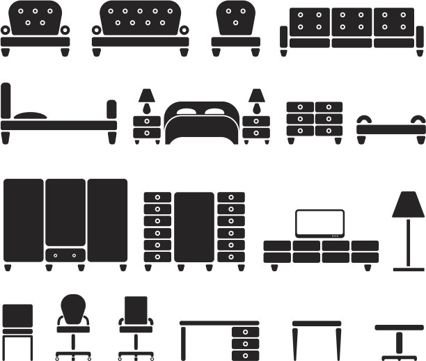 家具。矢量图标设置图片下载