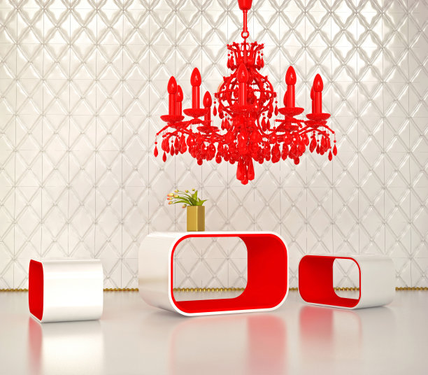 红色和白色的现代室内设计素材图片