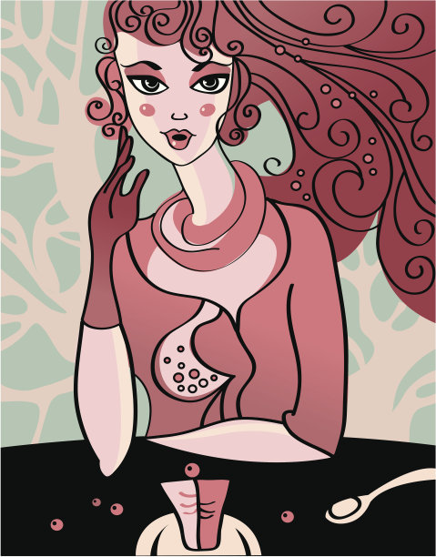 咖啡馆里的时髦女孩图片下载