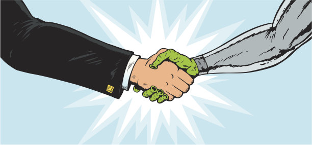 外星商人握手素材图片