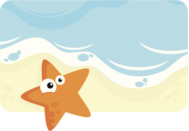 卡通海星在海边图片下载