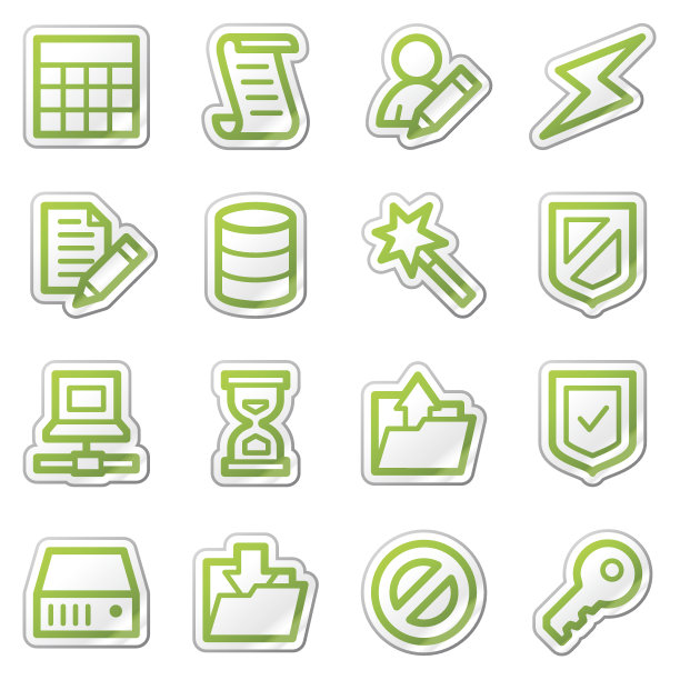 数据库网页图标，绿色贴纸系列图片下载
