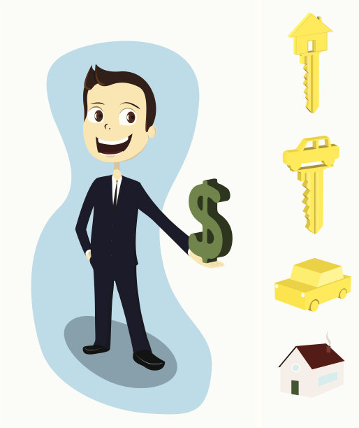 售货员赠送/出售汽车、房子、钥匙或美元图片下载