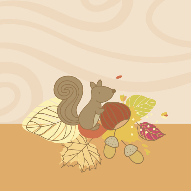 秋季松鼠卡片素材图片