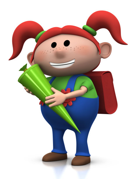 第一天上学-女孩和" schultuete "图片下载