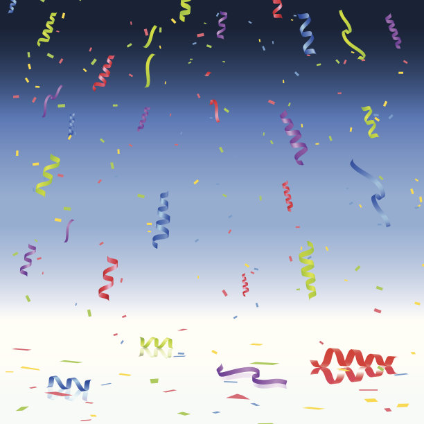 派对庆祝五彩纸屑和丝带矢量素材图片