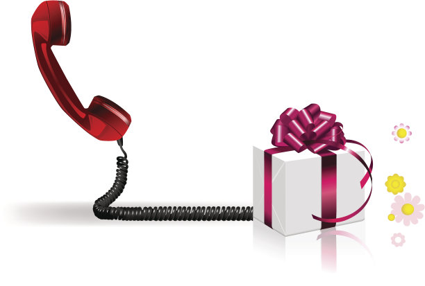 旧电话与礼物。图片下载