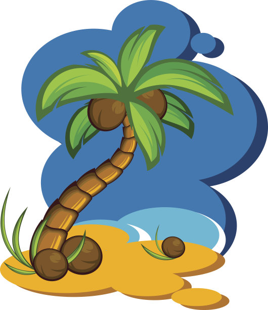矢量插图与椰子树图片下载