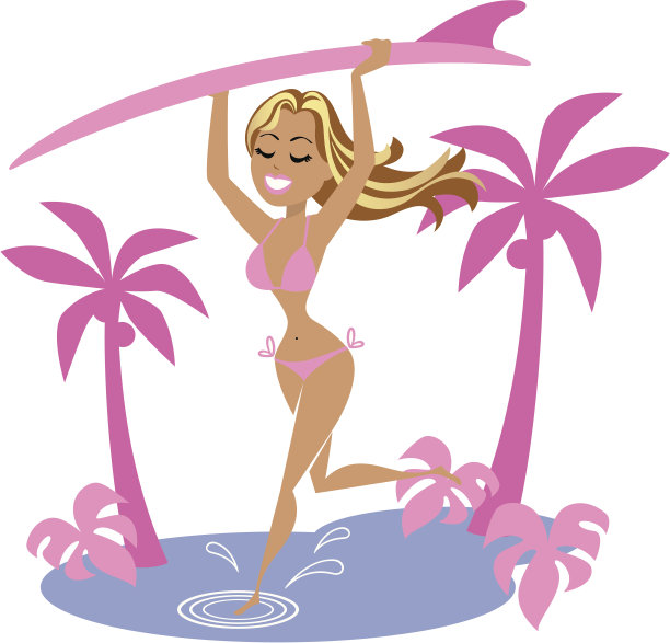 冲浪的女孩!图片下载