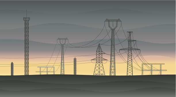 电线在日落时分图片下载