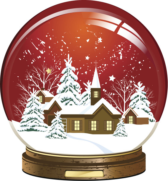 里面有雪花的球形玻璃器图片下载