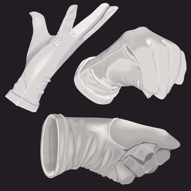 黑色背景上的白色手套图片下载