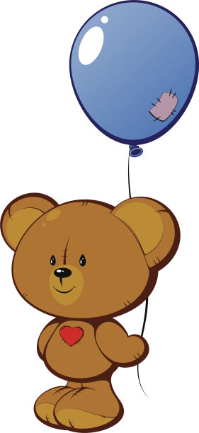 红色心形和气球的泰迪熊图片下载