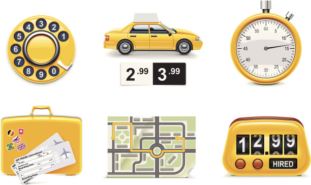 出租车和交通服务图标集图片下载