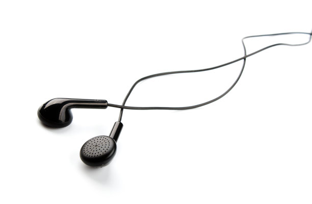 白色背景的黑色耳塞图片下载