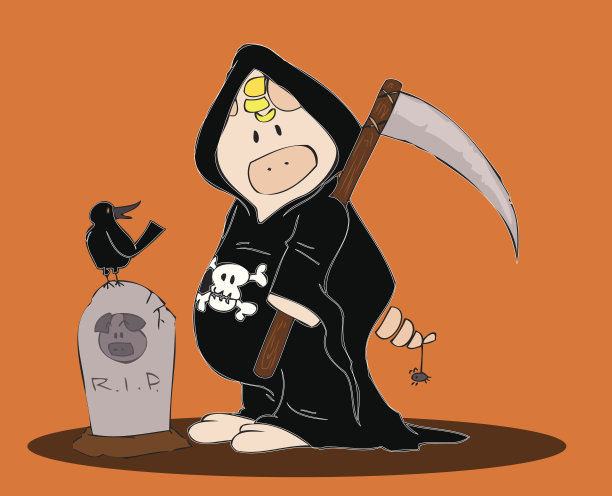 万圣节死神猪。图片下载