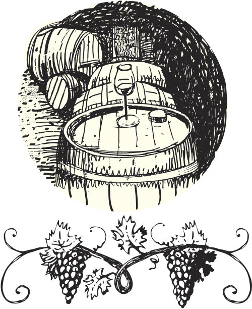 酒窖。葡萄树的设计元素图片下载