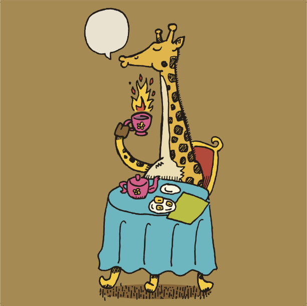 喝茶时的长颈鹿图片下载