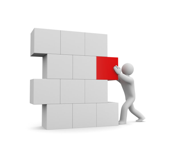 人建造墙。图像包含剪切路径图片下载