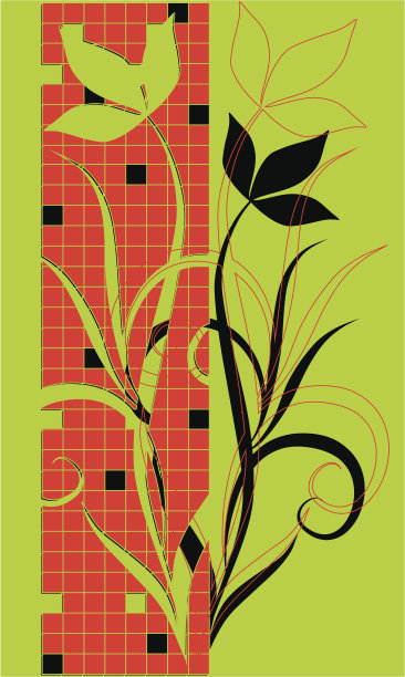 方形背景上的抽象花朵。图片下载