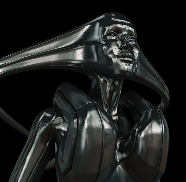 穿着黑色的未来女郎图片下载