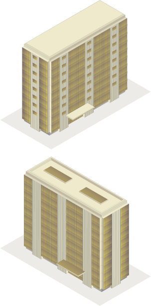 等距投影的高层建筑，孤立在白色图片下载