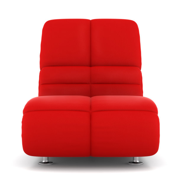 现代红色皮革扶手椅孤立在白色背景图片下载